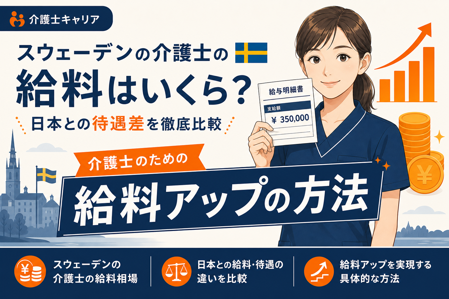 スウェーデンの介護士の給料はいくら？日本との待遇差を徹底比較｜スウェーデン 介護士 給料